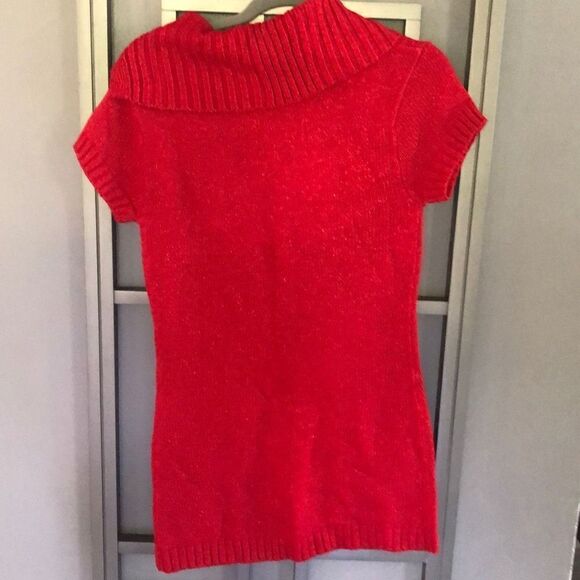 NWT Bongo Red short sleeve knit tunic sweater Cowell turtle neck junior size XL - Picture 4 of 6